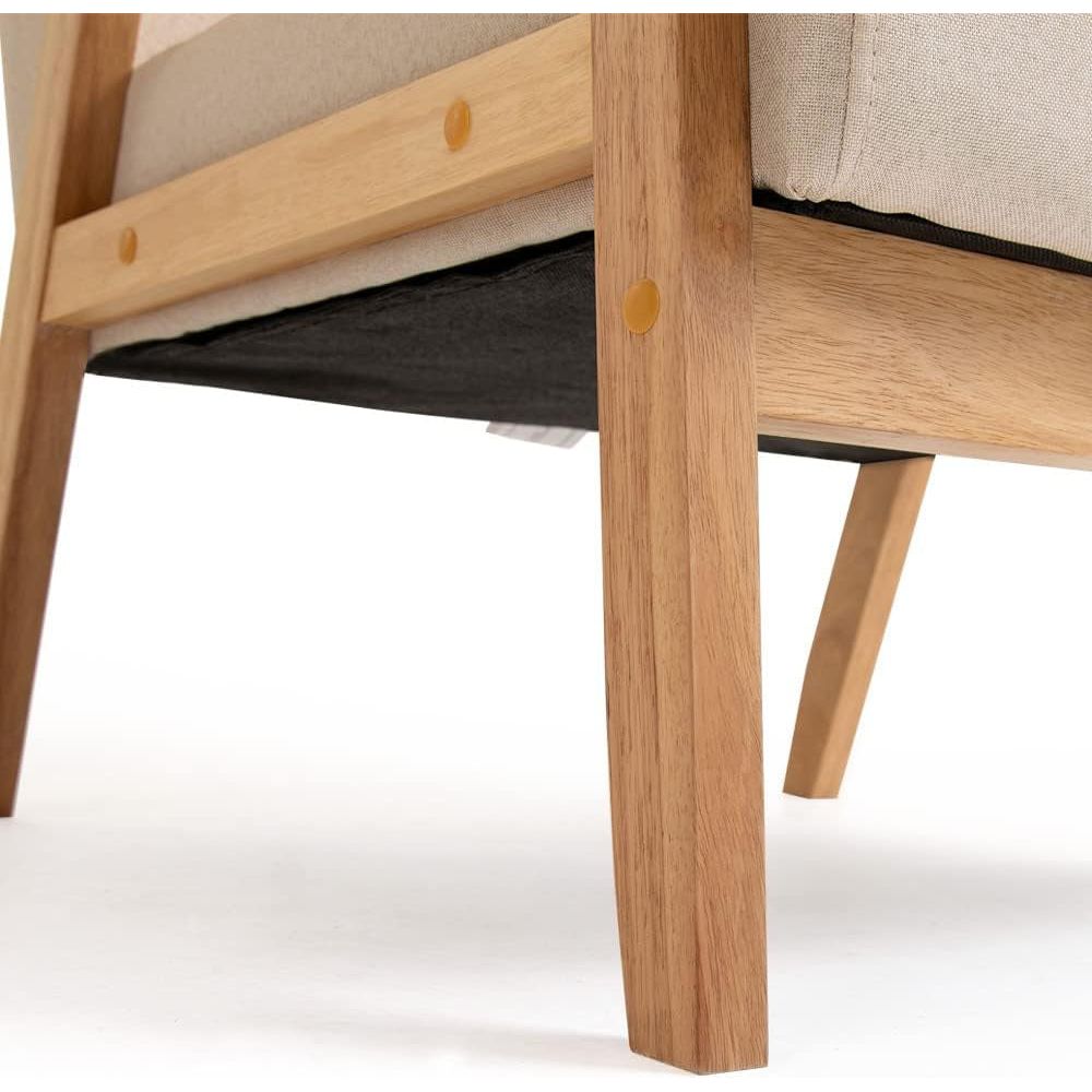 Fauteuil Bois Lin Salon Beige | Lueur - Designix Fauteuil Beige 1 Place