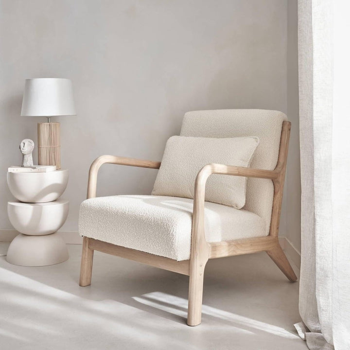 Fauteuil Bouclette Bois Scandinave | Reef - Designix Fauteuil
