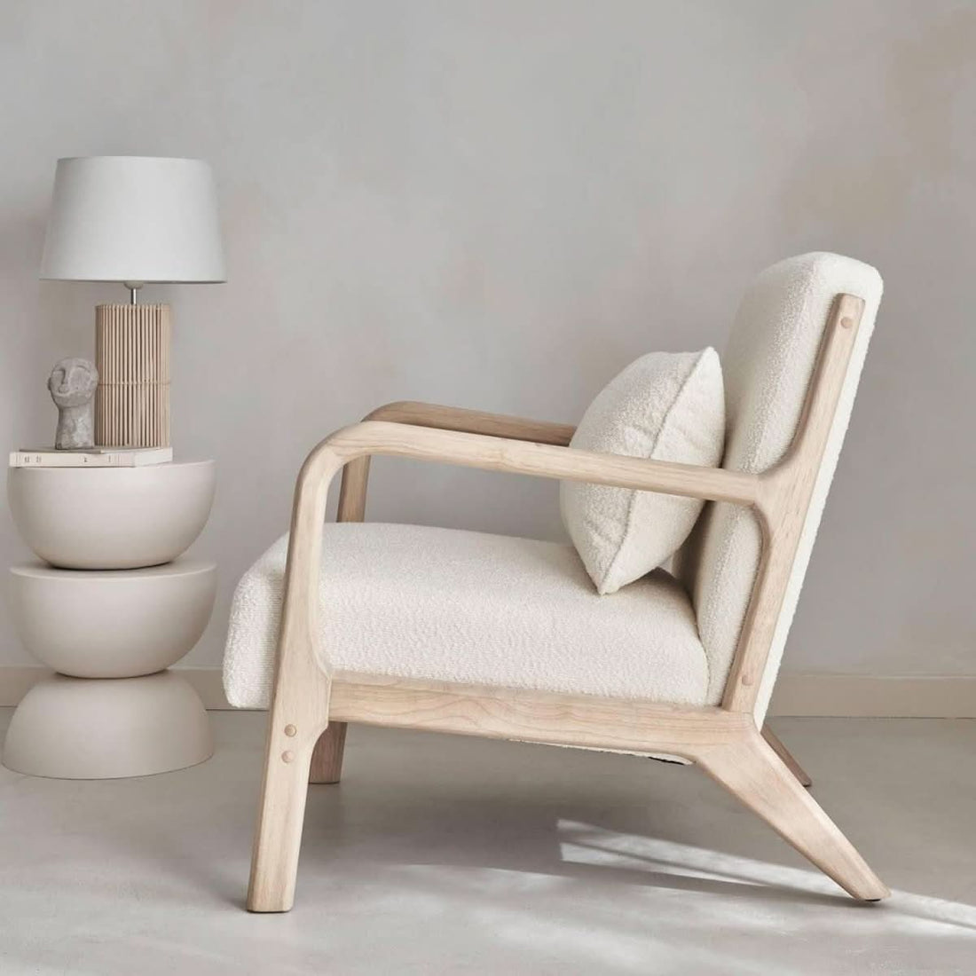 Fauteuil Bouclette Bois Scandinave | Reef
