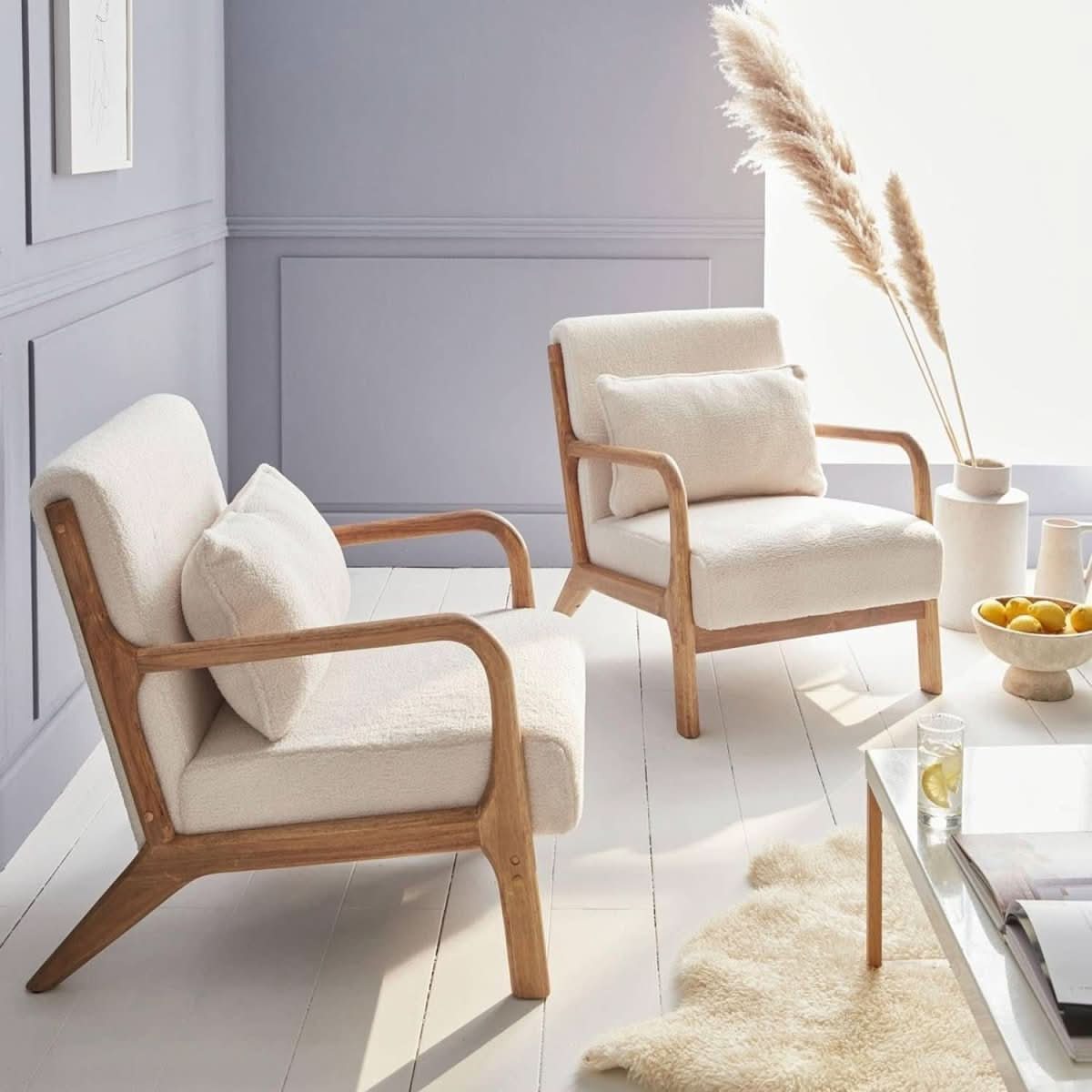 Fauteuil Bouclette Scandinave Bois | Oasis - Designix Fauteuil