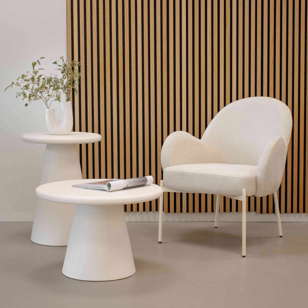 Fauteuil Bronx Crème Velours Texturé Base Blanche | LUMI - Designix