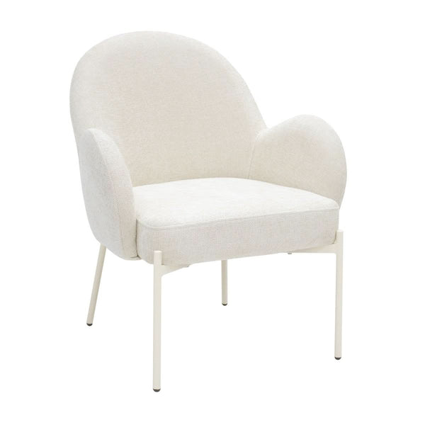 Fauteuil Bronx Crème Velours Texturé Base Blanche | LUMI