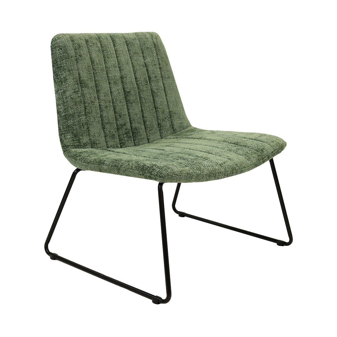 Fauteuil Confort Moderne En Chenille Vert Couture Verticales | LUXA - Designix