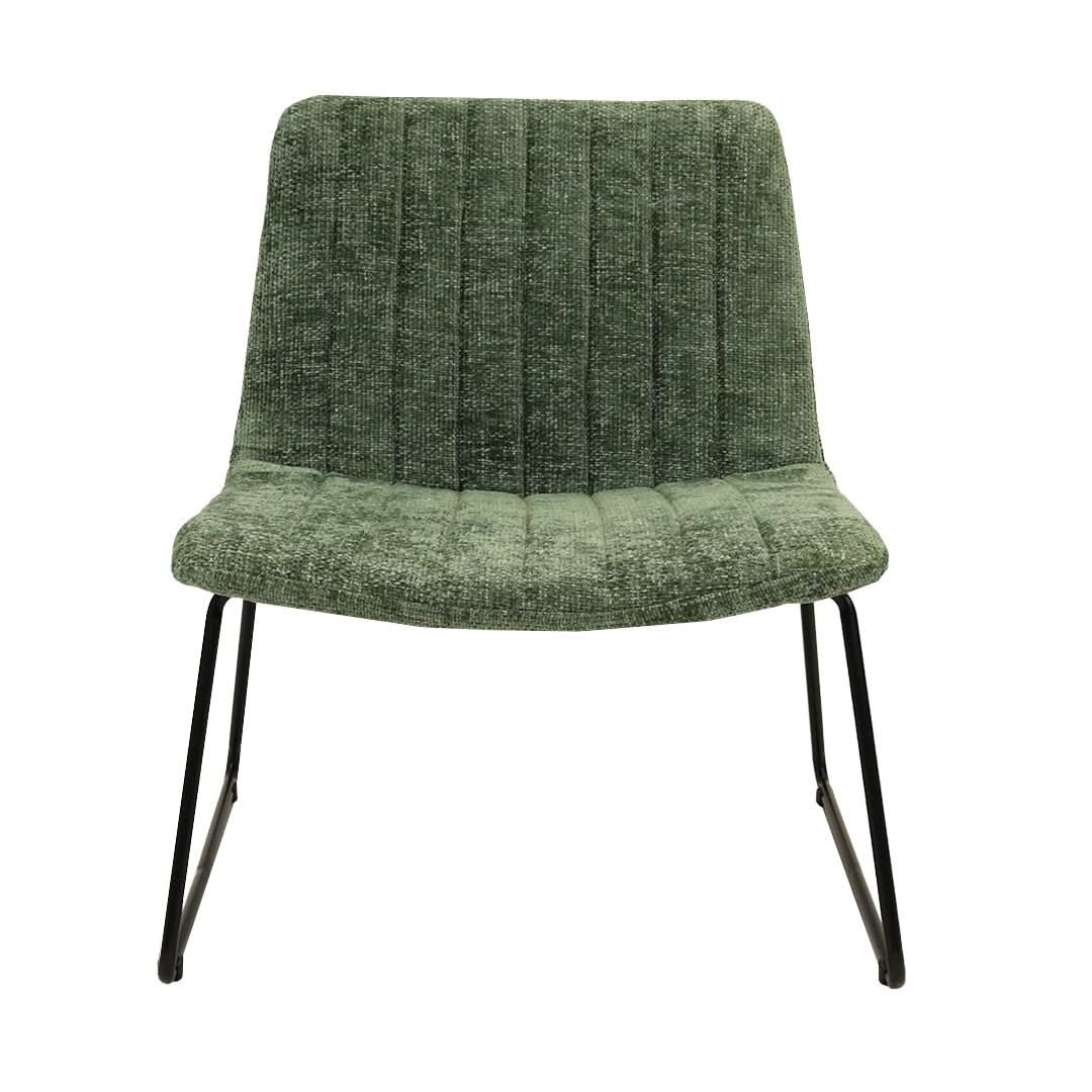 Fauteuil Confort Moderne En Chenille Vert Couture Verticales | LUXA - Designix