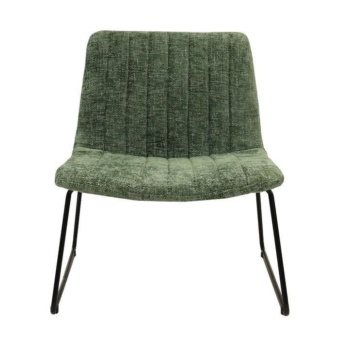 Fauteuil Confort Moderne En Chenille Vert Couture Verticales | LUXA - Designix