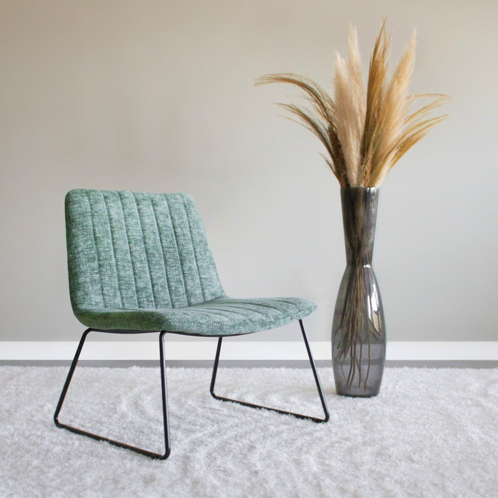 Fauteuil Confort Moderne En Chenille Vert Couture Verticales | LUXA - Designix