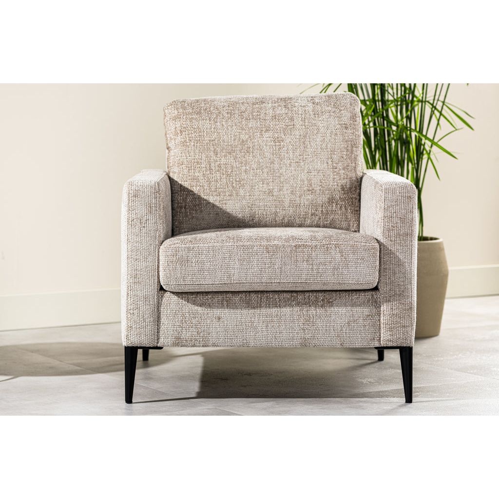 Fauteuil Confortable en Tissu | Élégance Champagne - Designix Fauteuil