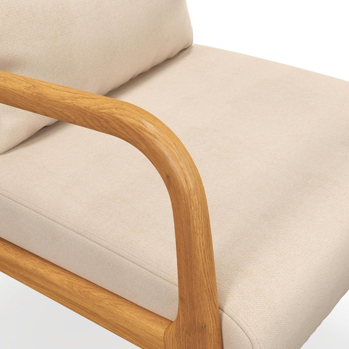 Fauteuil Lounge Bois Velours Beige | Poise - Designix Fauteuil Beige