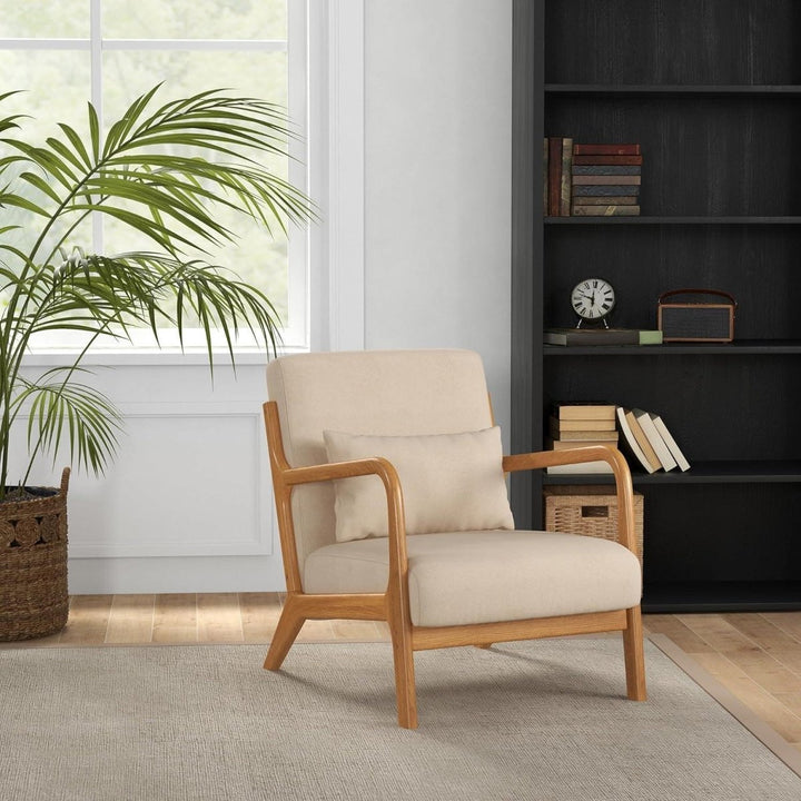 Fauteuil Lounge Bois Velours Beige | Poise - Designix Fauteuil Beige