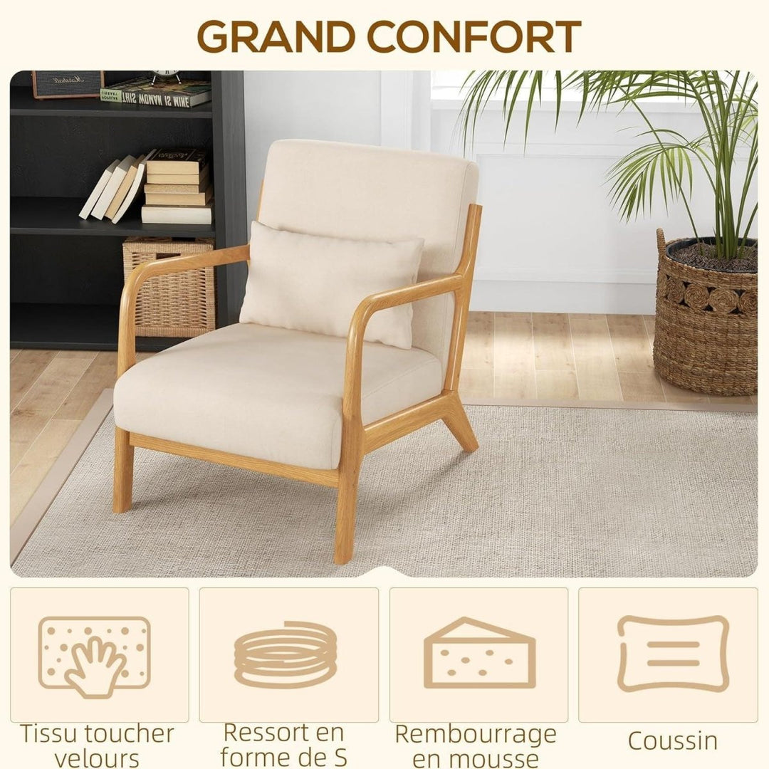 Fauteuil Lounge Bois Velours Beige | Poise - Designix Fauteuil Beige