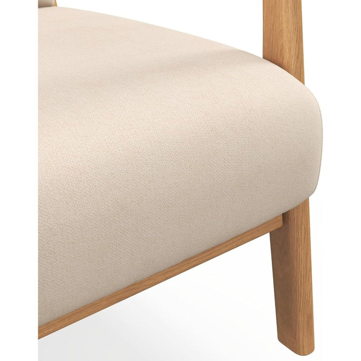Fauteuil Lounge Bois Velours Beige | Poise - Designix Fauteuil Beige