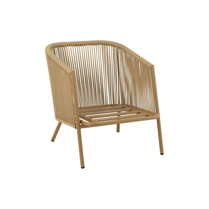 Fauteuil Métal Corde Beige | Tine - Designix Fauteuil