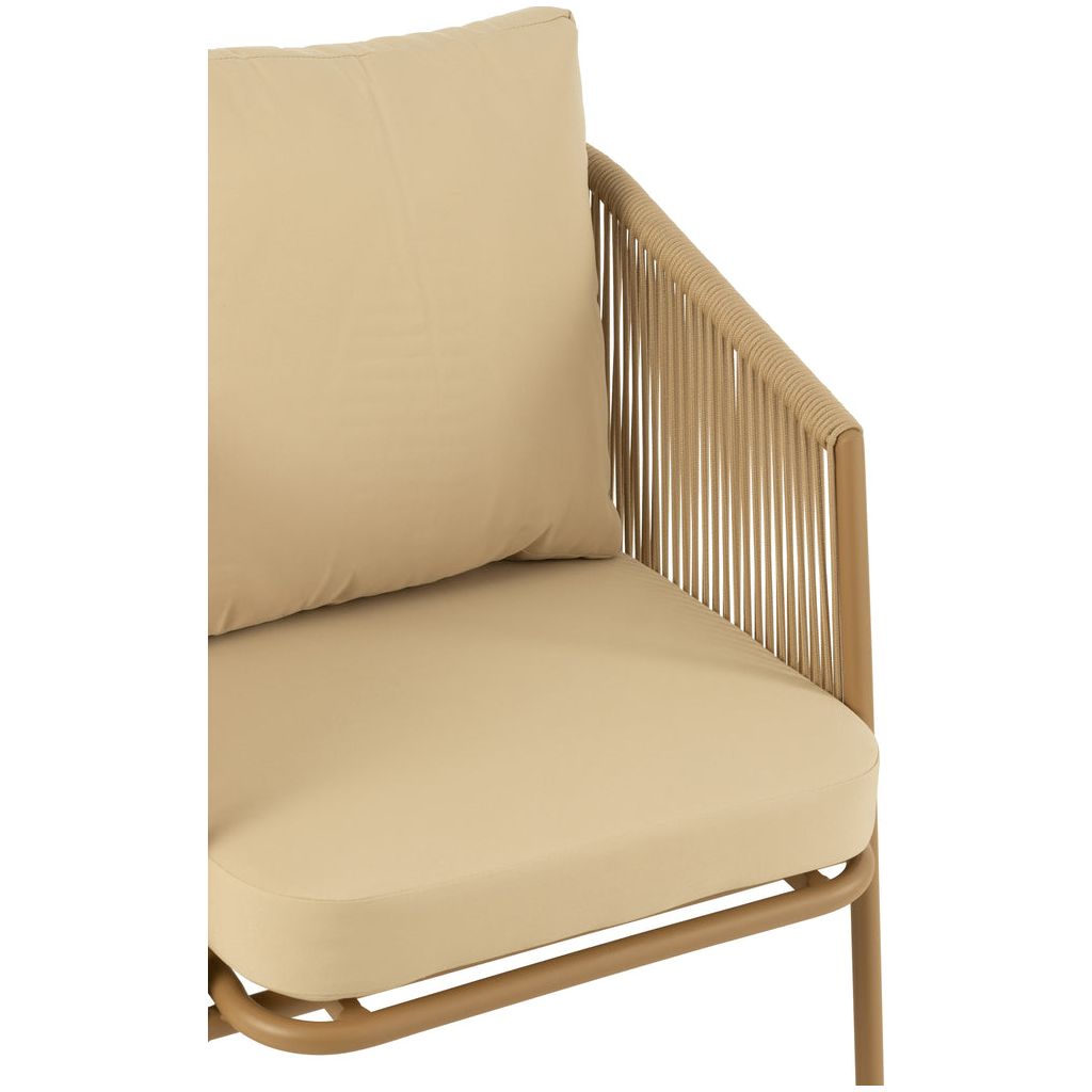 Fauteuil Métal Corde Beige | Tine - Designix Fauteuil