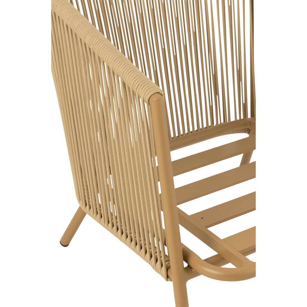 Fauteuil Métal Corde Beige | Tine - Designix Fauteuil
