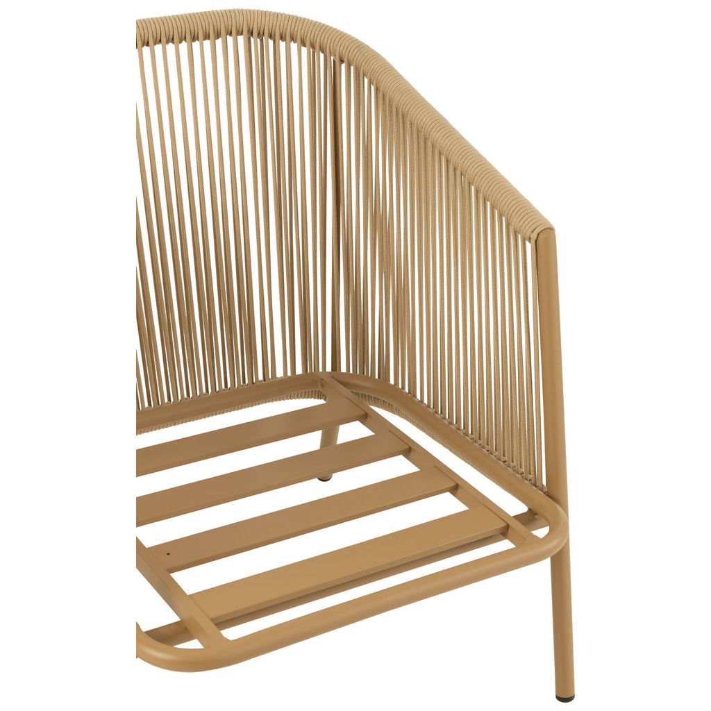 Fauteuil Métal Corde Beige | Tine - Designix Fauteuil