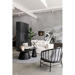 Fauteuil Métal Coussins Roseau Noir | Vira