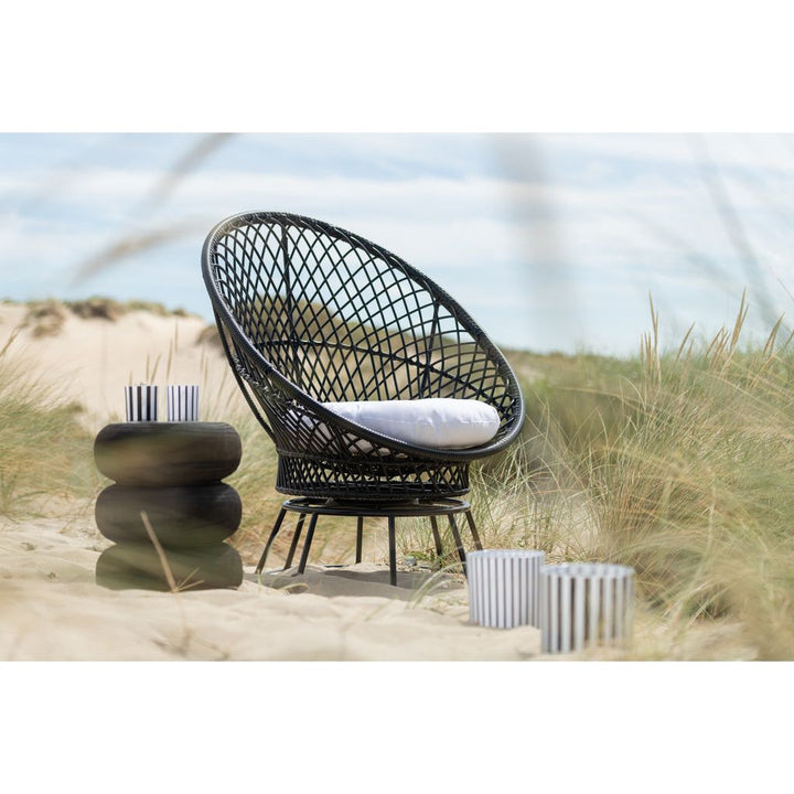 Fauteuil Métal Jonc Noir avec Coussins | Wira - Designix Fauteuil