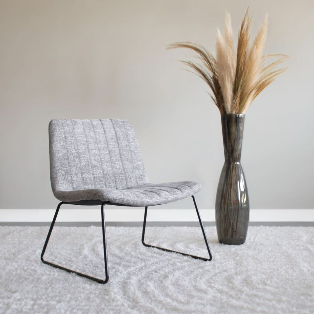 Fauteuil Moderne Confort Chenille Gris Avec Dossier Capitonné Métal | NOVA - Designix