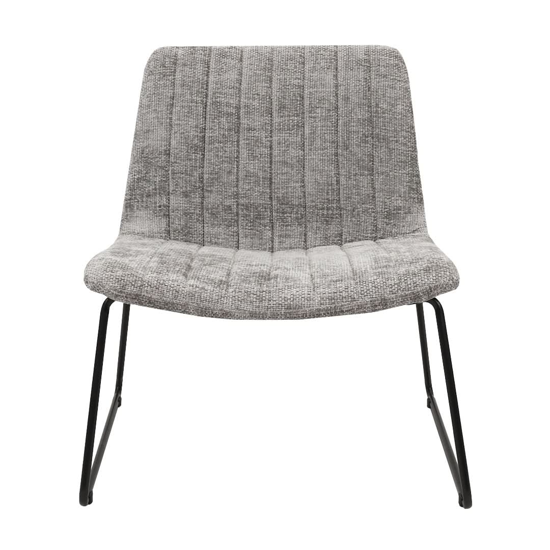 Fauteuil Moderne Confort Chenille Gris Avec Dossier Capitonné Métal | NOVA - Designix