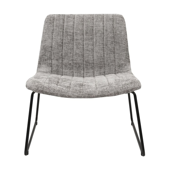 Fauteuil Moderne Confort Chenille Gris Avec Dossier Capitonné Métal | NOVA - Designix