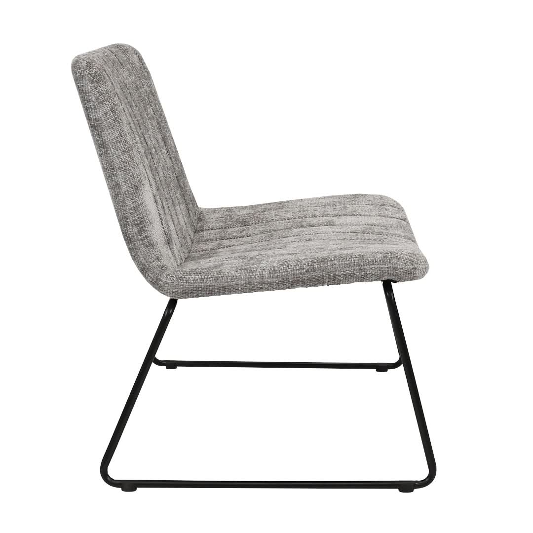 Fauteuil Moderne Confort Chenille Gris Avec Dossier Capitonné Métal | NOVA - Designix