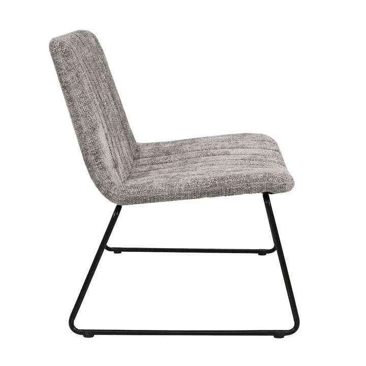 Fauteuil Moderne Confort Chenille Gris Avec Dossier Capitonné Métal | NOVA - Designix