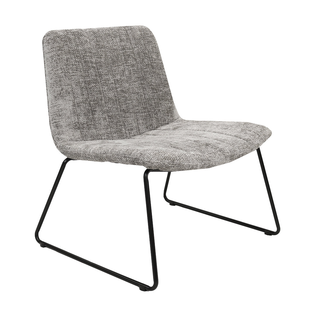 Fauteuil Moderne Confort Chenille Gris Avec Dossier Capitonné Métal | NOVA - Designix
