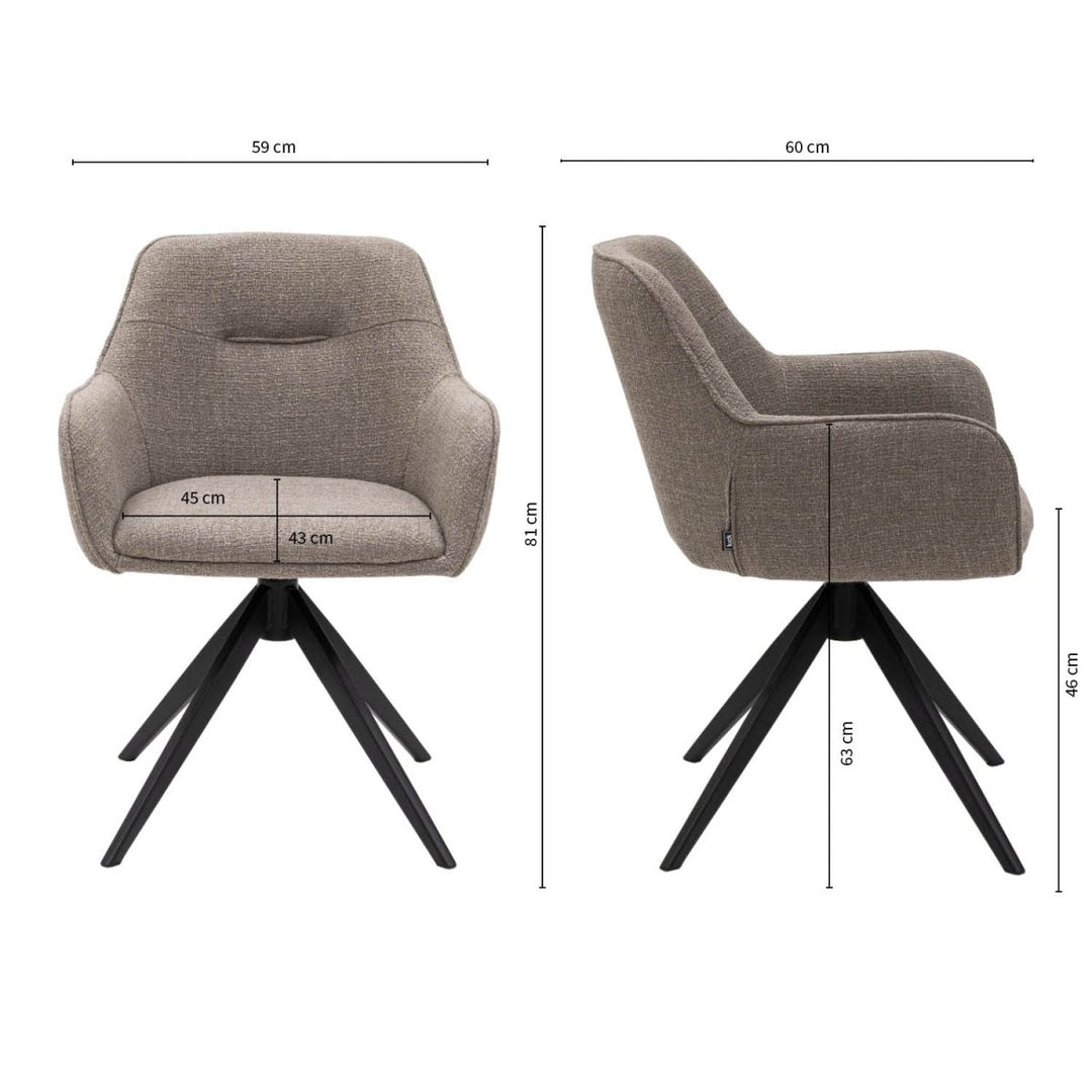 Fauteuil Pivotant Arne Gris Texturé Confortable | NOVA - Designix