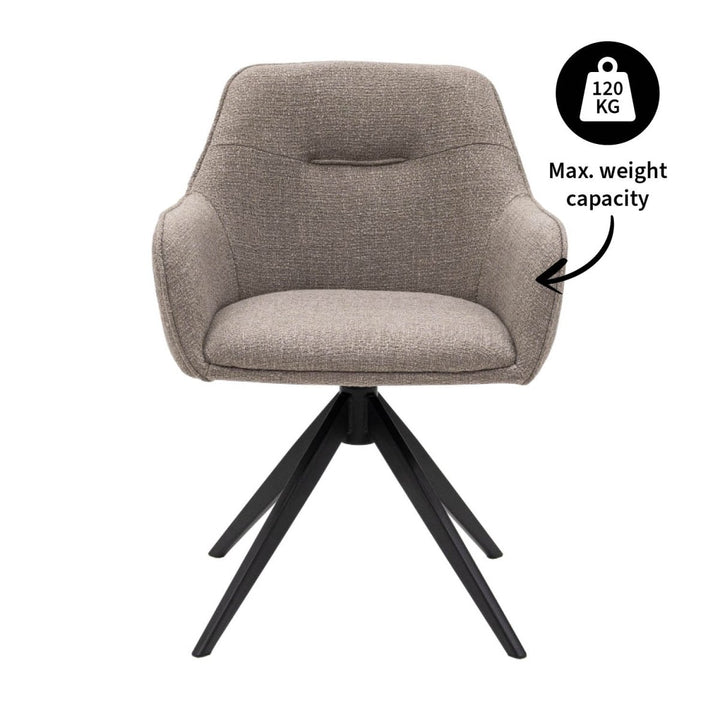 Fauteuil Pivotant Arne Gris Texturé Confortable | NOVA - Designix