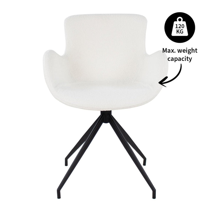 Fauteuil Pivotant Bouclé Blanc Design Confort Durable | Luna - Designix