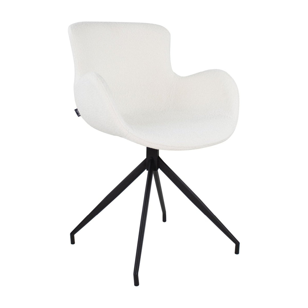 Fauteuil Pivotant Bouclé Blanc Design Confort Durable | Luna - Designix