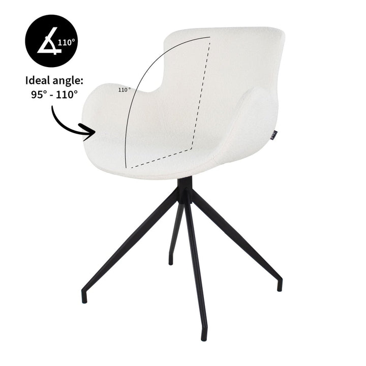 Fauteuil Pivotant Bouclé Blanc Design Confort Durable | Luna - Designix