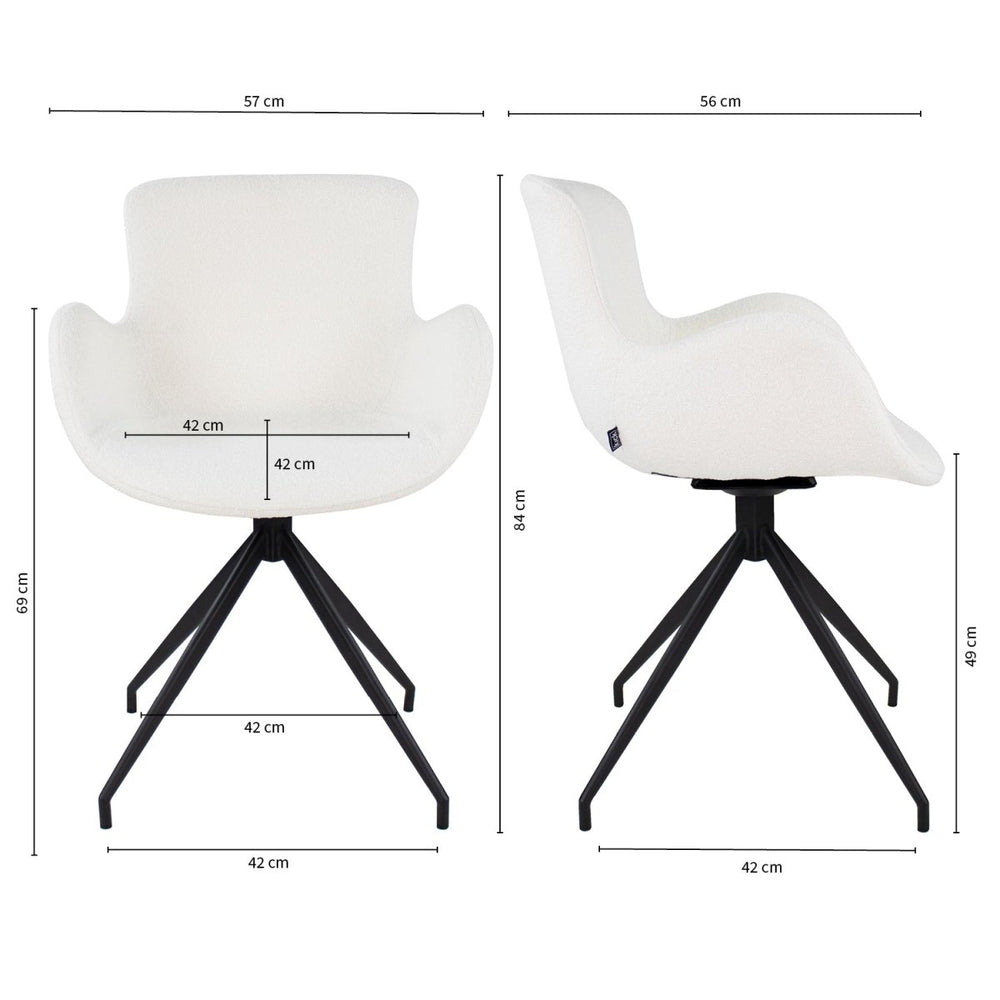 Fauteuil Pivotant Bouclé Blanc Design Confort Durable | Luna - Designix