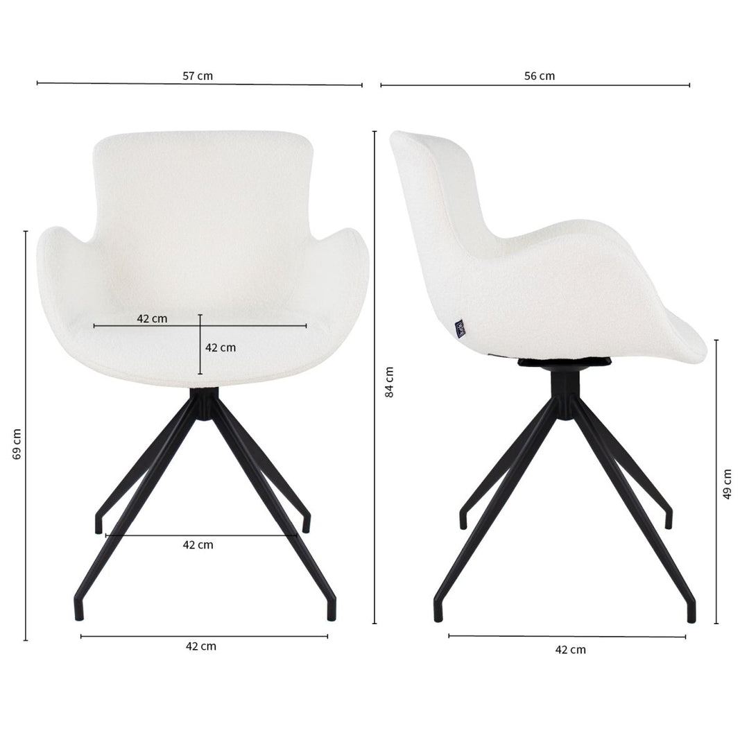 Fauteuil Pivotant Bouclé Blanc Design Confort Durable | Luna - Designix