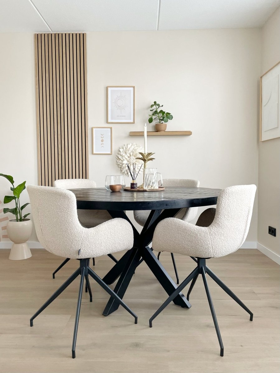 Fauteuil Pivotant Bouclé Blanc Design Confort Durable | Luna - Designix