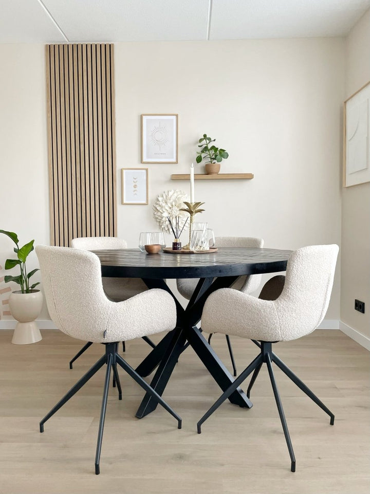 Fauteuil Pivotant Bouclé Blanc Design Confort Durable | Luna - Designix