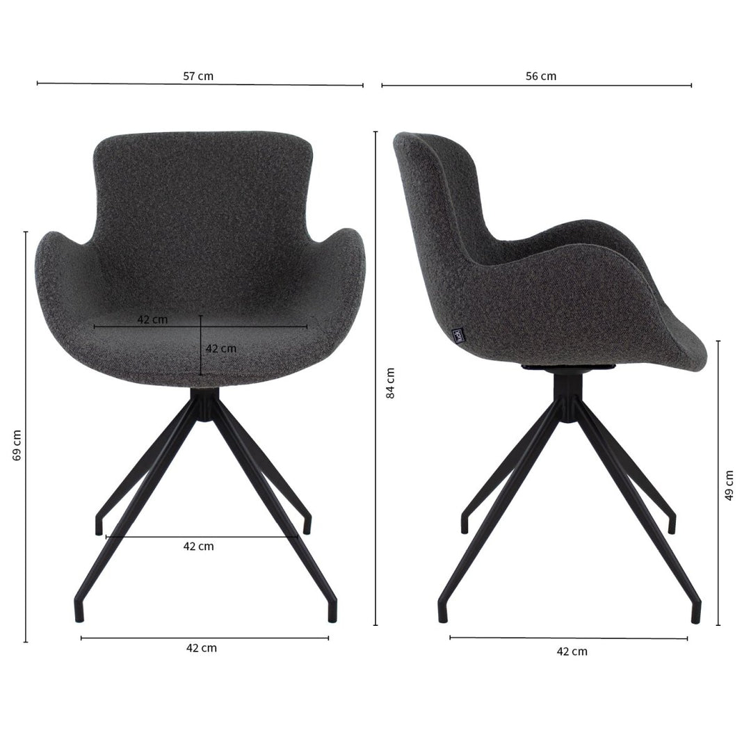 Fauteuil Pivotant Bouclé Confort Haut de Gamme Gris Foncé | ELARA - Designix