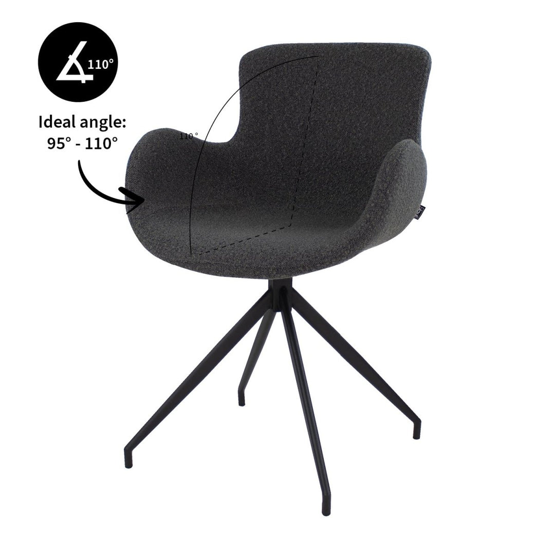 Fauteuil Pivotant Bouclé Confort Haut de Gamme Gris Foncé | ELARA - Designix