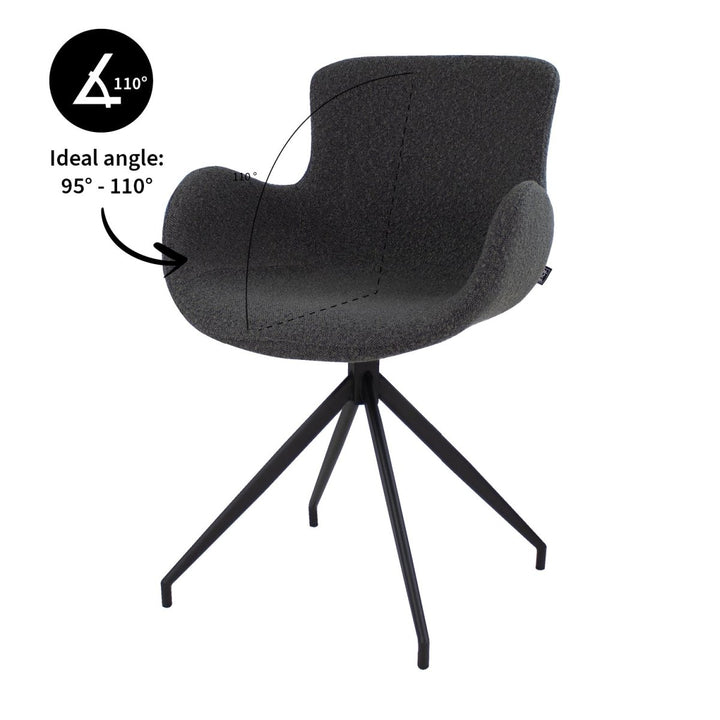 Fauteuil Pivotant Bouclé Confort Haut de Gamme Gris Foncé | ELARA - Designix