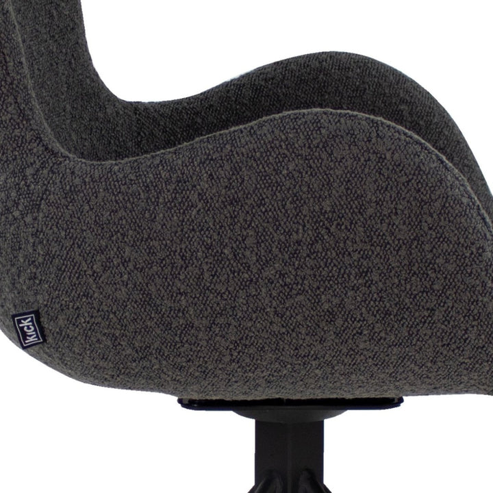 Fauteuil Pivotant Bouclé Confort Haut de Gamme Gris Foncé | ELARA - Designix