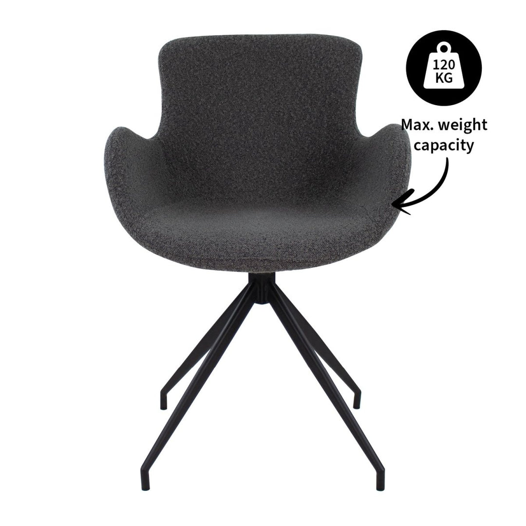 Fauteuil Pivotant Bouclé Confort Haut de Gamme Gris Foncé | ELARA - Designix