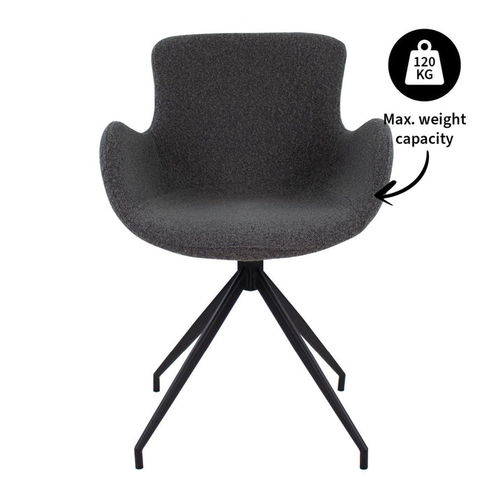 Fauteuil Pivotant Bouclé Confort Haut de Gamme Gris Foncé | ELARA - Designix