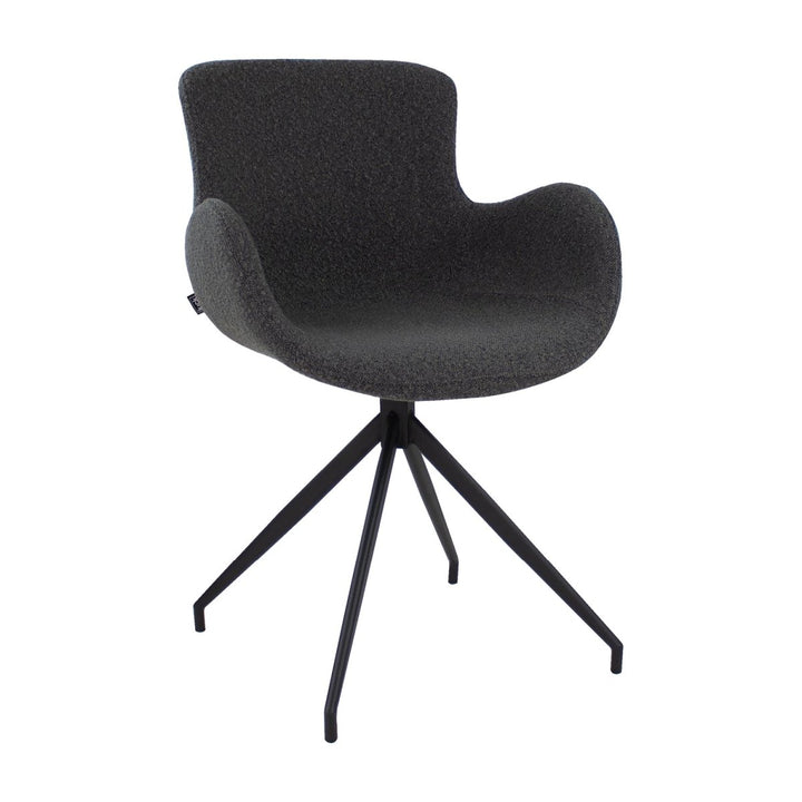 Fauteuil Pivotant Bouclé Confort Haut de Gamme Gris Foncé | ELARA - Designix