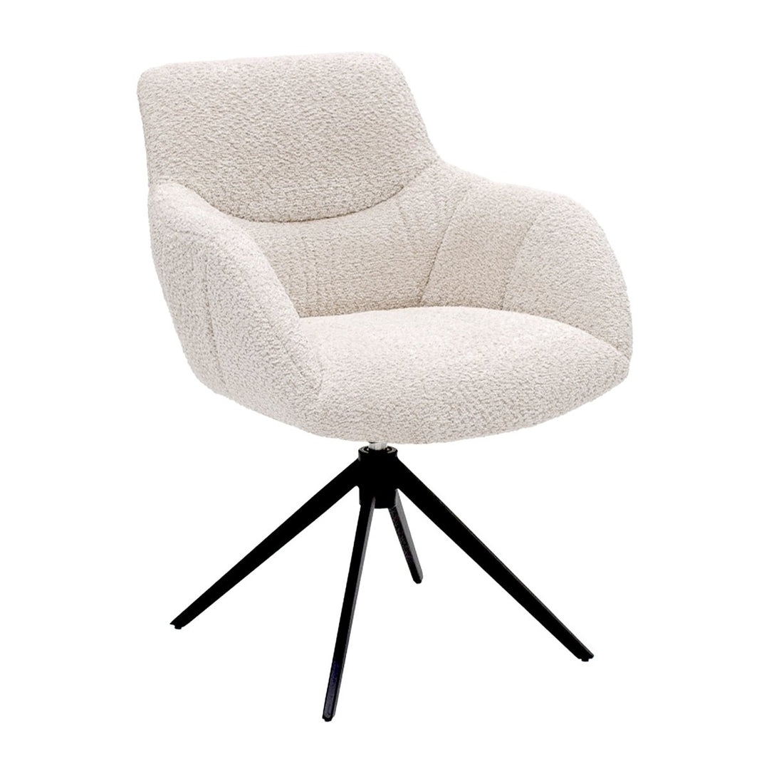 Fauteuil Pivotant Bouclé Crème Confort Luxueux Design Moderne | LUMI - Designix
