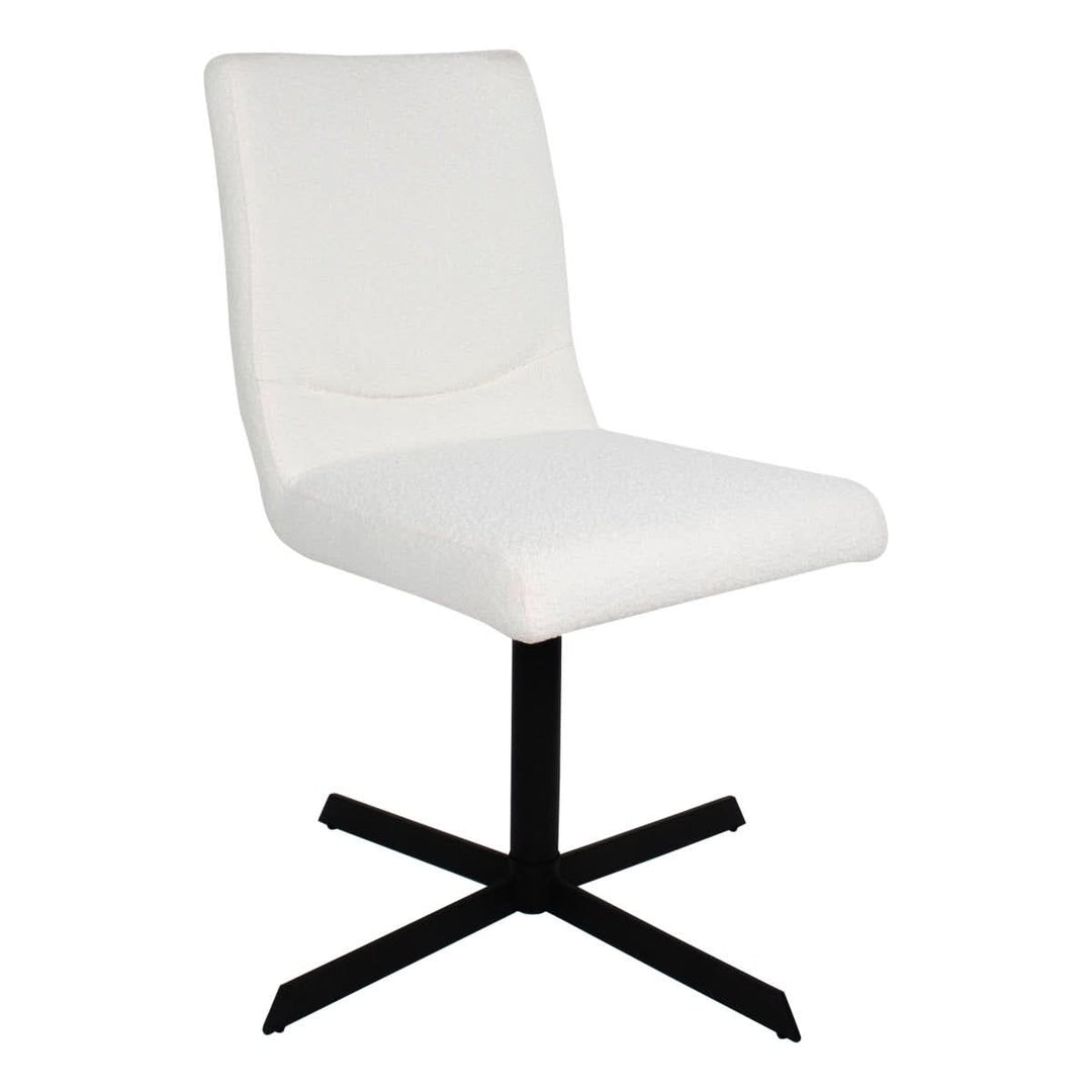Fauteuil Pivotant Bouclé Design Contemporain Blanc | LUMA - Designix