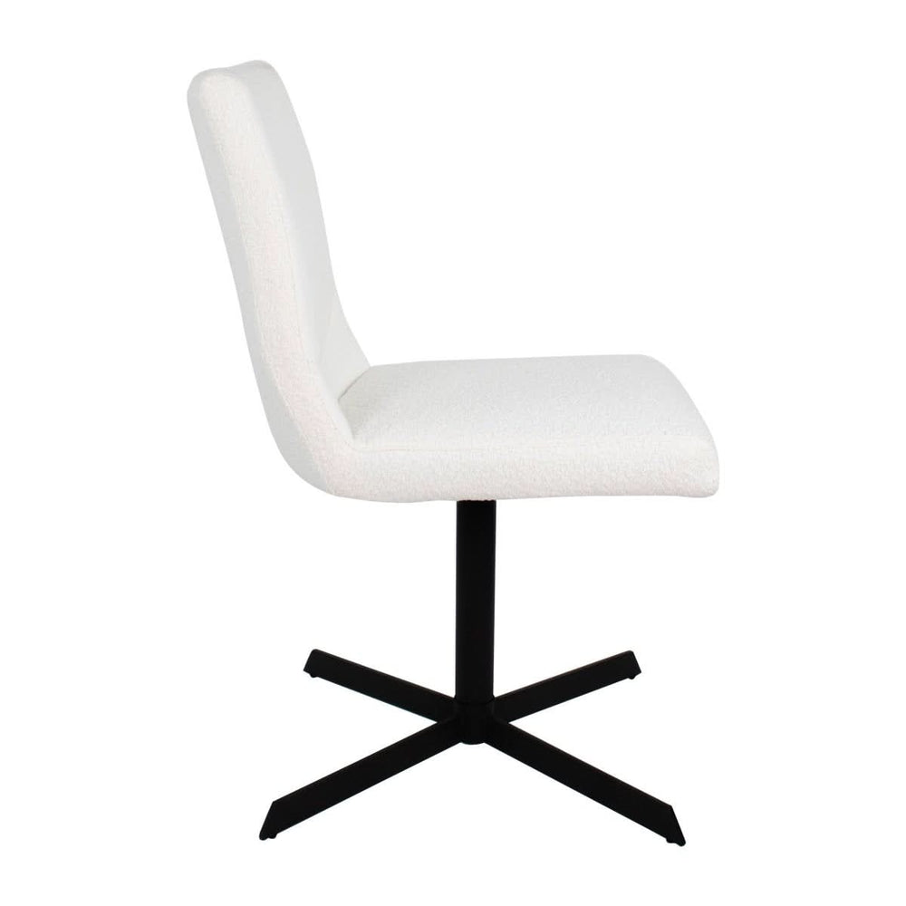 Fauteuil Pivotant Bouclé Design Contemporain Blanc | LUMA - Designix
