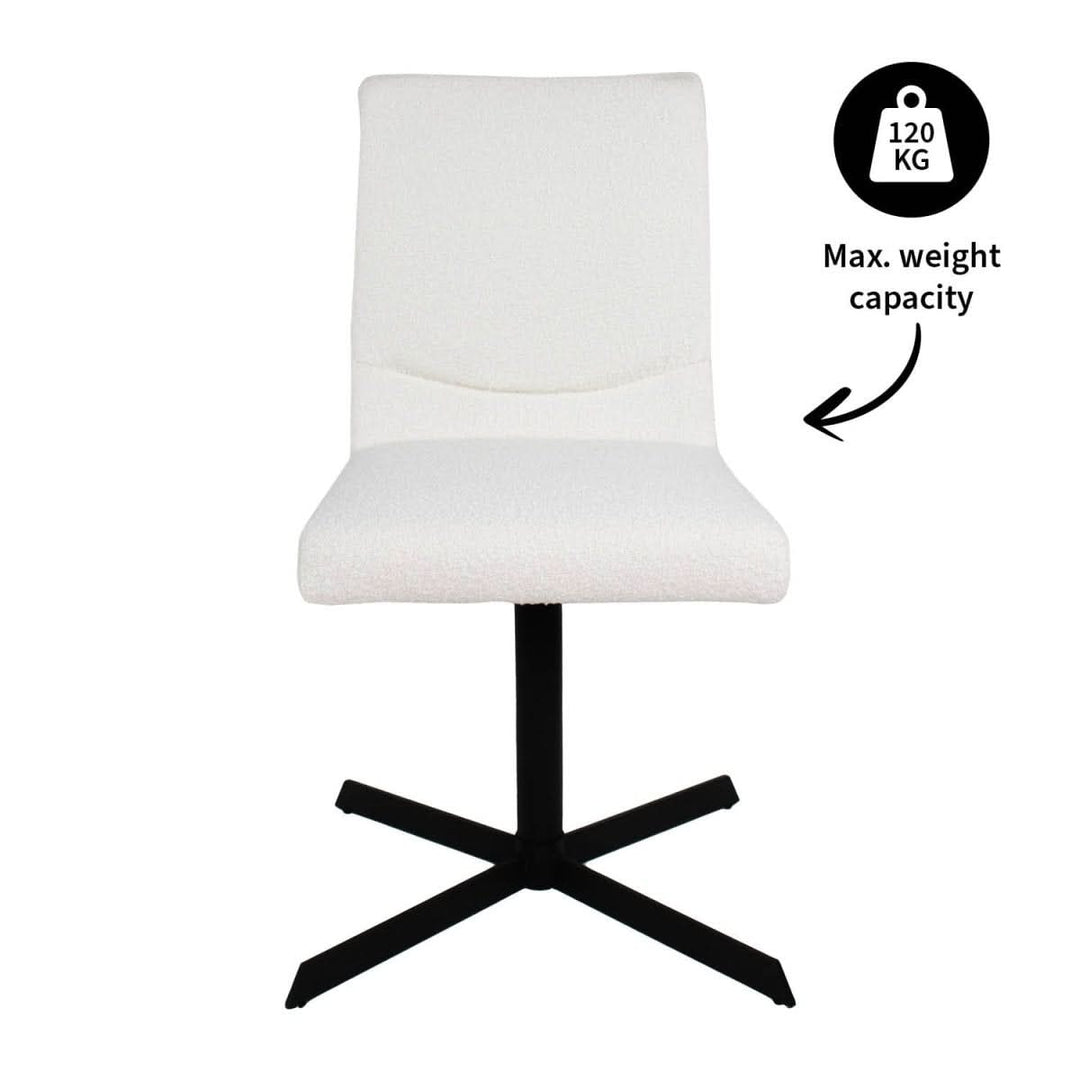 Fauteuil Pivotant Bouclé Design Contemporain Blanc | LUMA - Designix