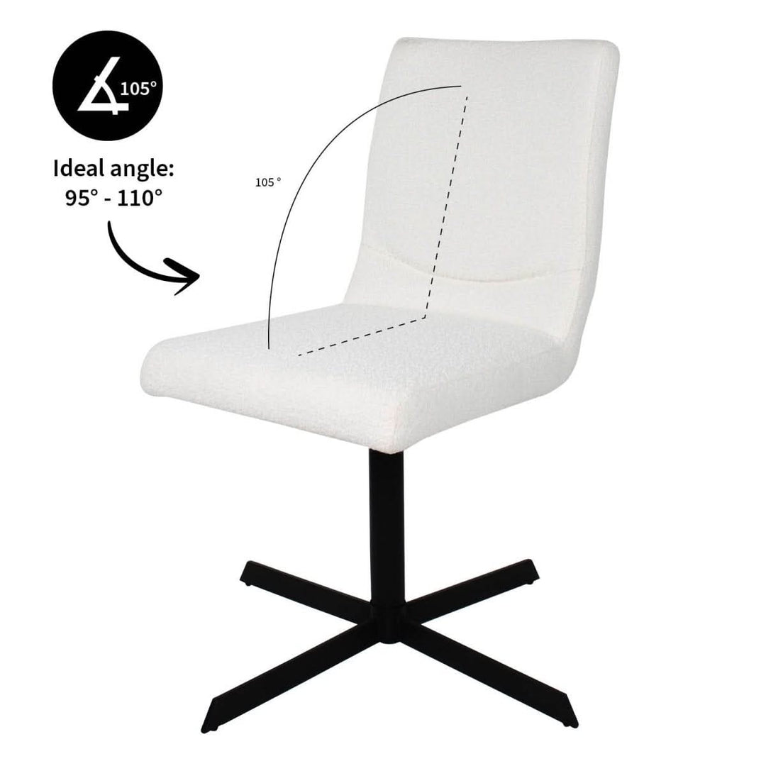 Fauteuil Pivotant Bouclé Design Contemporain Blanc | LUMA - Designix