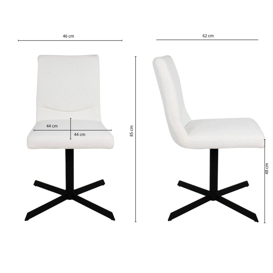 Fauteuil Pivotant Bouclé Design Contemporain Blanc | LUMA - Designix