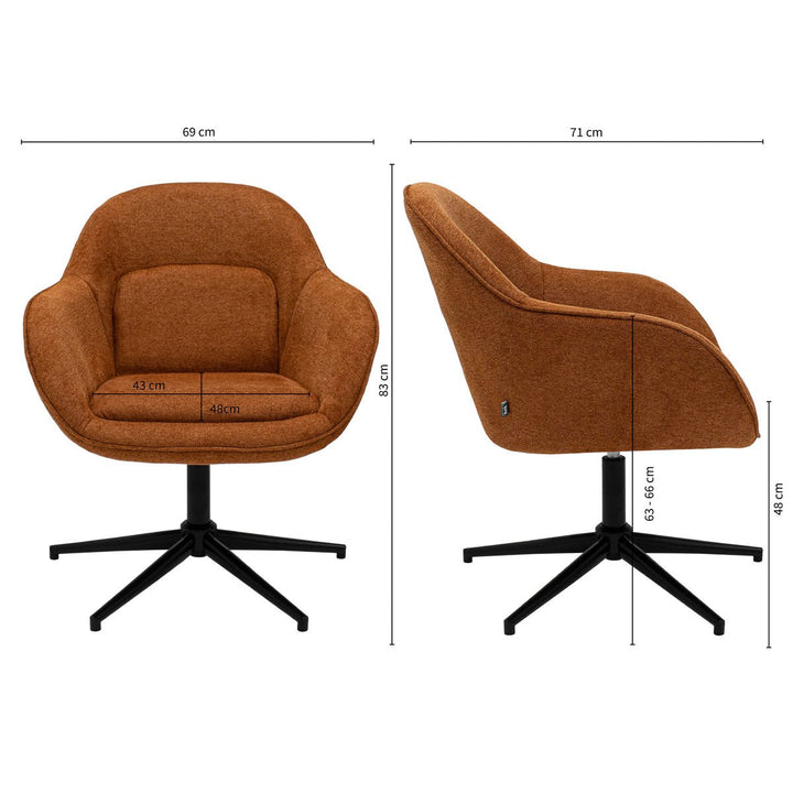 Fauteuil Pivotant Design Confort Tissu Doux Couture 360 Degrés | VYRA - Designix